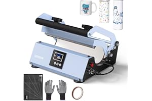 EENOUR Tumbler Heat Press Machine for 30oz 20oz 16oz Sublimation Blank Skinny Tumbler Glass Jar Can, Auto-Timer Mug Press with Digital Temp&Time Setting for 11-16oz Coffee/Ceramic Mug Cup - Blue