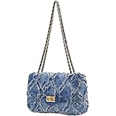 Milisente Women Shoulder Bag Small Quilted Denim Bag Chain Clutch Purses and Handbags Or Crossbody For Evening Formal Party