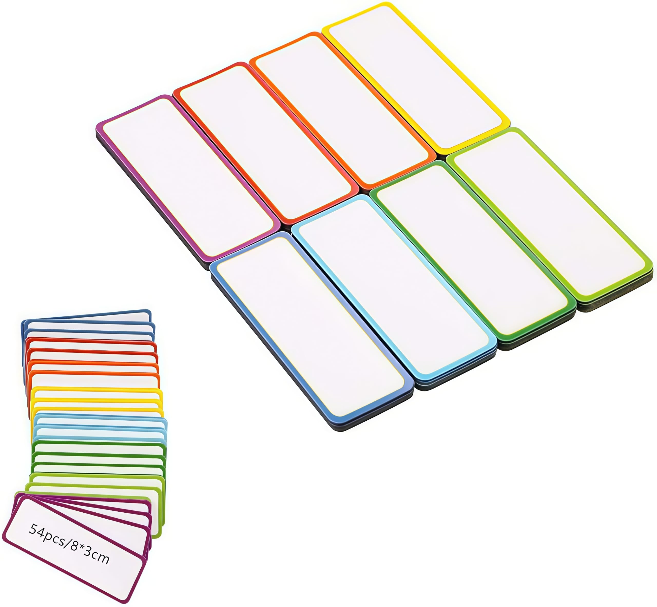 54 Pieces Magnetic Dry Erase Labels Name Plate Tags Flexible Magnetic Label Stickers for Whiteboards Refrigerator Crafts (8x3cm)