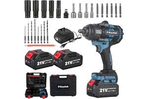P-Koyebolt 1/2 Inch Cordless Impact Wrench, 1350N.m (996Ft-lbs) High Torque Brushless Impact Gun 2300RPM, 4 Speed Modes, 2 Pa