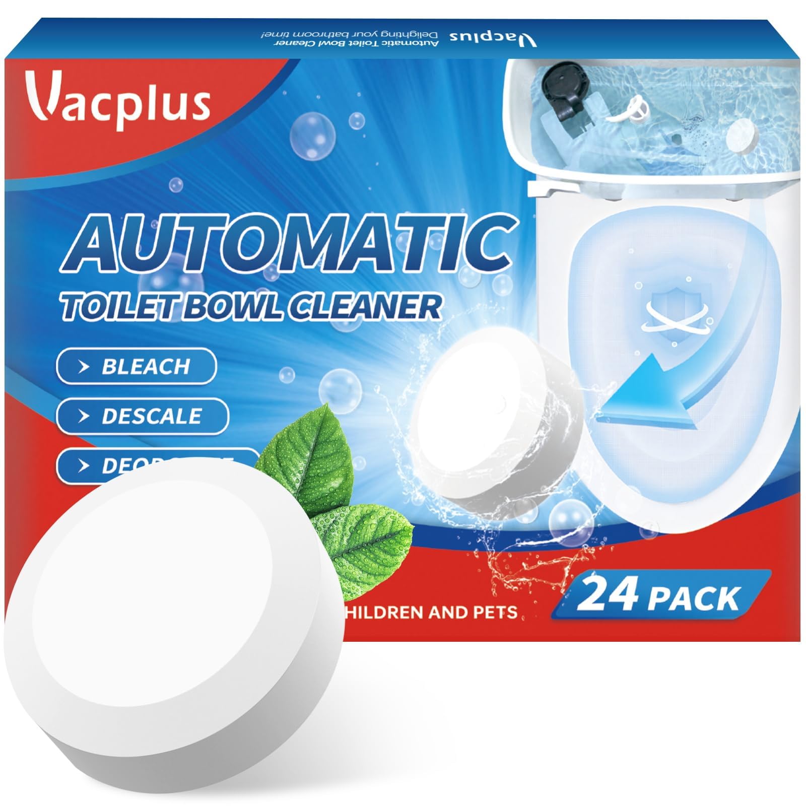 Photo 1 of Vacplus Toilet Bowl Cleaners - 24 PACK, Household Toilet Cleaner, Automatic Toilet Bowl Cleaners with Bleach, Sustained-Release Toilet Tank Cleaners for Deodorizing and Descaling, 1.76 Ounces Each