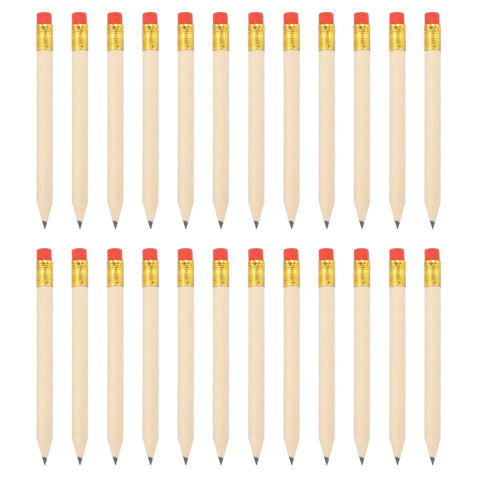 PATIKIL Half Golf Pencils Bulk, 24 Pack Pre-Sharpened Short Round Wooden Pencils Mini HB Graphite Woodcase Pencil with Red Eraser for Classroom Office Writing Supplies