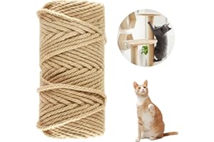 50M 6mm Sisal Rope for Cat Tree, Cat Natural Sisal Rope for cat Scratching Post, Scratching Post Tree Replacement, Ideal for 