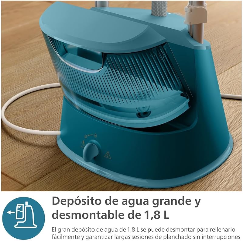 Philips Vaporizer Series 1000-1800W, tanque grande de 1,8 litros, 3 configurações de vapor, StyleBoard integrado, remoção de rugas, elimina 99,9% de bactérias e ácaros* (STE1040/20)