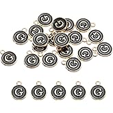 MECCANIXITY Alphabet G Letter Charm Double Sided Enamel Initial Alphabet Pendant Black, for Necklace Bracelet Earring Jewelry Making, Pack of 20