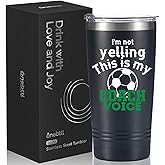 Onebttl Soccer Gifts for Coach, Soccer Travel Mugs Cups for Football Lovers Men, 20oz Tumbler for Men, Black (I'm Not Yelling, This Is My Coach Voice)