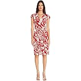 Maggy London Women's Dresses Printed Matte Jersey Wrap, Portia's Garden - Red/Ivory, 12