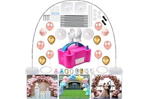 IRABEY Balloon Arch Kit and Balloon Pump, 10FT Width 9FT Height Adjustable Balloon Arch Stand with NEW DESIGNED 2 Balloon Stands Water Fillable Bases for Wedding Anniversary Birthday Party Centerpieces