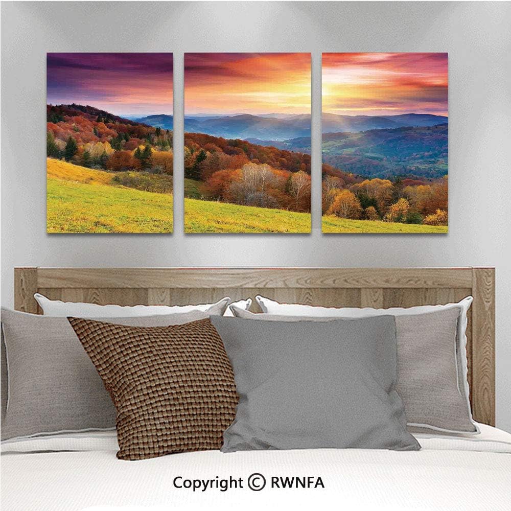 3pcs/Set Oil Painting Wall Art The Mountain Autumn Landscape and Sunset Photography Print Cubism Printed on Canvas Picture Modern Art for Home Decoration 13.8x19.7inch,