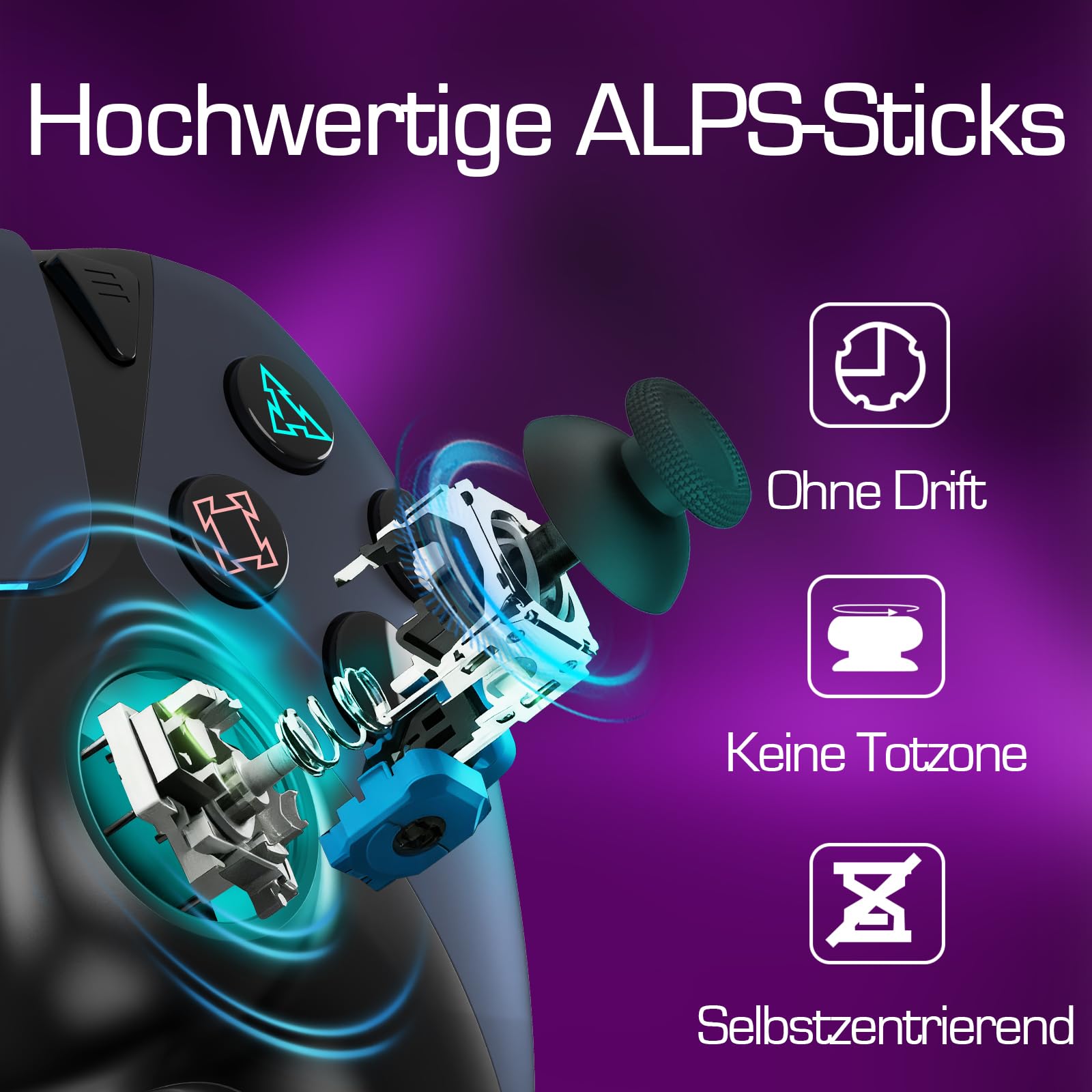 Ymir Wireless Luna Controller für Fire TV Stick,Gaming Controllers Alternative for Luna,PC Bluetooth Gamepad für Tablet Android Handy,ALPS Joysticks ohne Drift Turbo Gyro 1200mAh Akku Schwarz 6