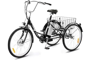 Viribus Electric Trike, Electric Tricycle for Adults with UL Tested 36V 10Ah Battery, 250W E Trike with Basket, 3 Wheel Electric Bike for Men Senior, Motorized Adult Tricycle 330 lb. 24 26 inch