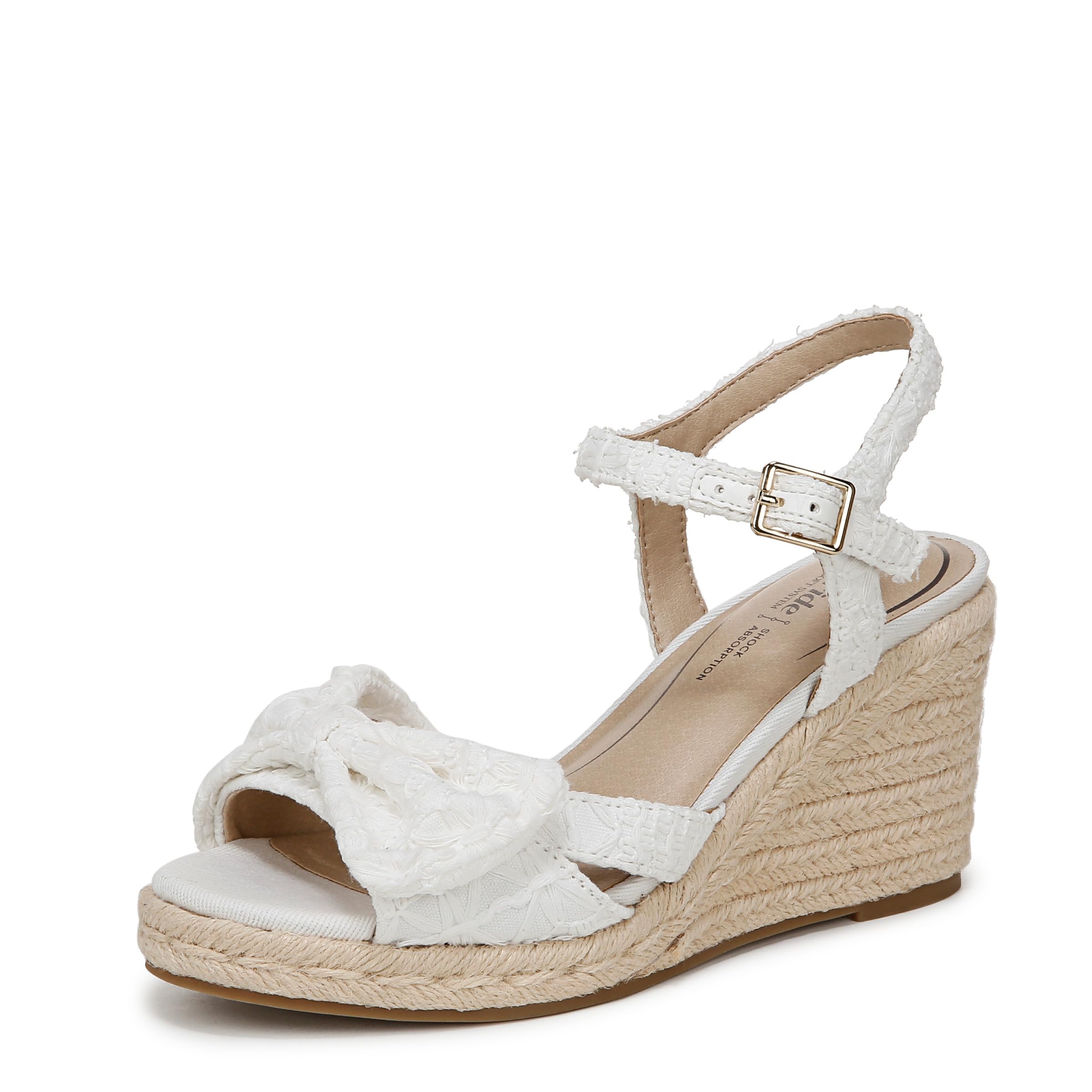 LifeStride Womens Tahlia Espadrille Wedge Sandal White Fabric 7 W