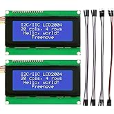 Freenove I2C IIC LCD 2004 Module (2 Pack), TWI Serial 20x4 Display, Compatible with Arduino Raspberry Pi Pico ESP32 ESP8266