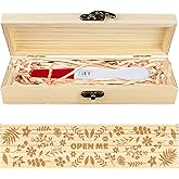 CHGCRAFT Pregnancy Test Keepsake Box Flowers and Leaves Wooden Pregnancy Announcement Gifts Box with Raffia Ribbon and Lock Announcement Gifts for Dad Husband, 8x2x1.2 inch