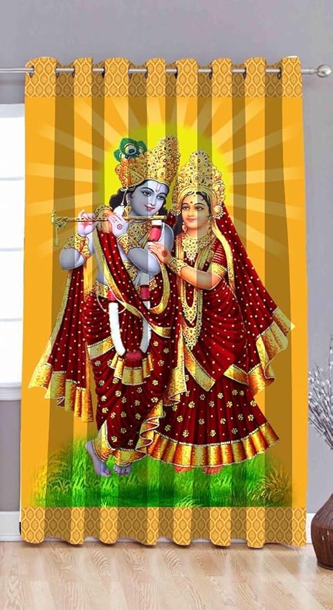 Buy God Radhey Krishna Digital Printed 4 X 5 Feet Window Curtains