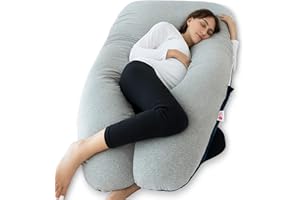 Meiz Pregnancy Pillow, Cooling Pregnancy Pillows for Sleeping, Full Body Pregnancy Pillow with Reversible Cooling Jersey Cover & Velvet Cover, Blue & Grey