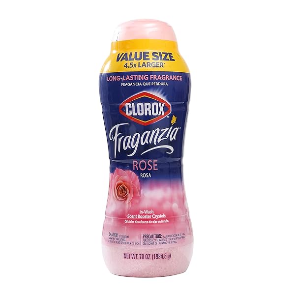 CLOROX FRAGANZIA IN-WASH SCENT BOOSTER CRYSTALS IN ROSE SCENT, 70OZ | LAUNDRY SCENT BOOSTER CRYSTALS | IN-WASH SCENT BOOSTER FOR FRESH LAUNDRY IN ROSE SCENT 70 OUNCE CRYSTALS
