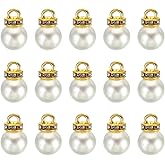 PATIKIL 100pcs Pearl Charm Pearl Beads Faux Pearl Pendant Charm with Rhinestone DIY for Jewelry Making Bracelets Earrings