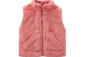 AIWUHE Toddler Boys Girls Fleece Vest Kids Polar Fleece Zipper Jacket Sleevless Fall Winter Warm Outerwear With Pockets 6M-5T