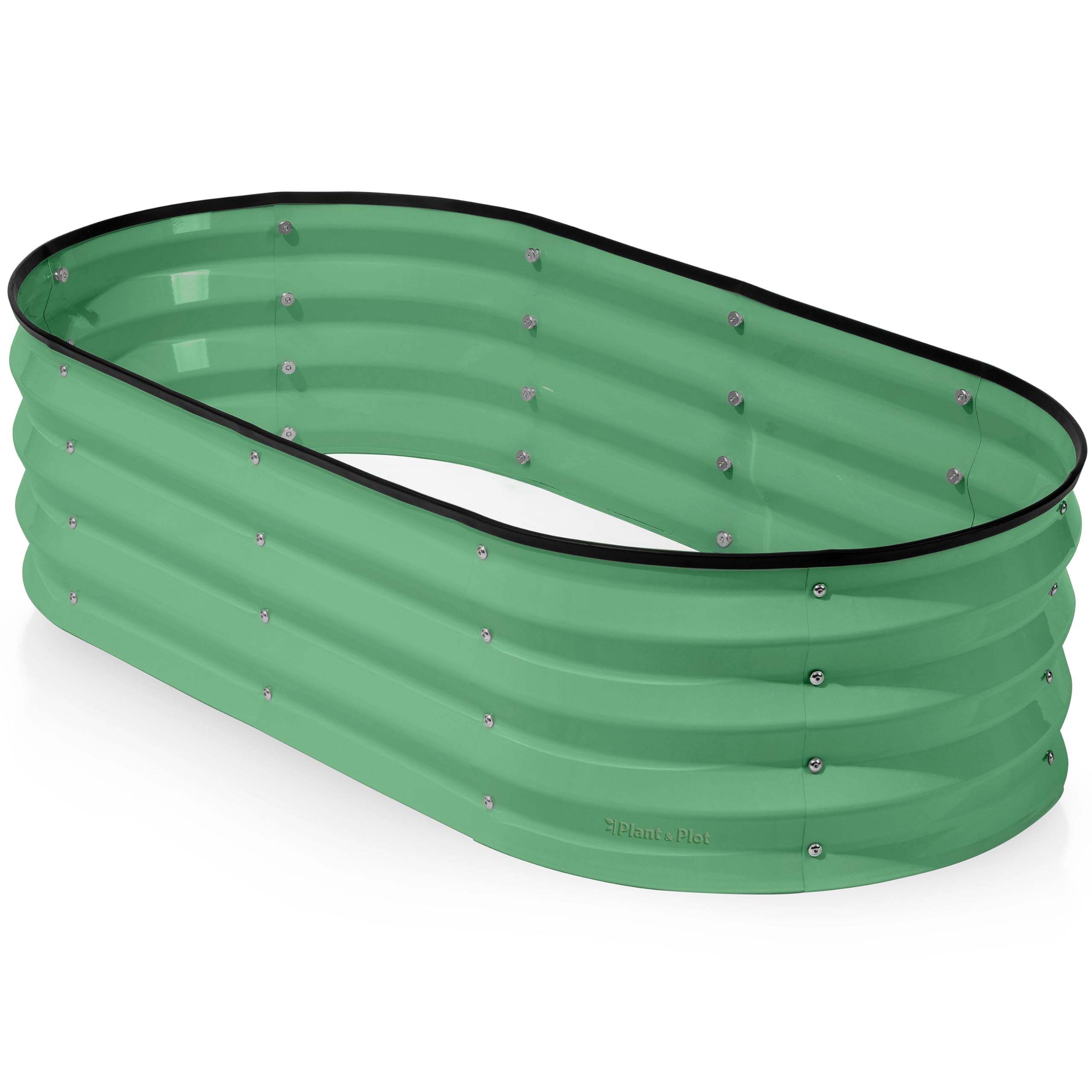 Plant & Plot Galvanized Raised Garden Beds Outdoor // 4×2×1 ft Planter Raised Beds for Gardening, Vegetables, Flowers (Light Green) // Large Metal Garden Box Image