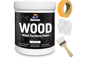 SENVEN Matte Finish Furniture Black Paints 8 Oz Wood Paint for Cabinets, Doors, Tables, and Dressers Acrylic Paint, Black Enamel Refinishing Low Odor, Non-Toxic