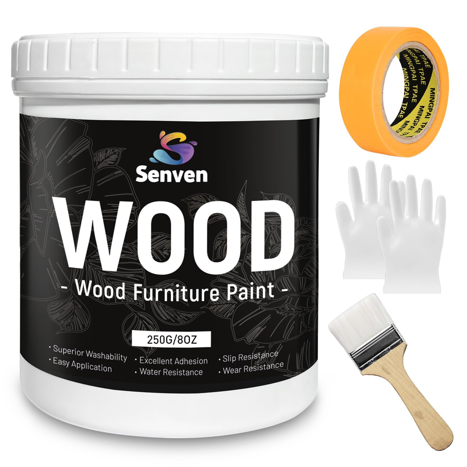 Photo 1 of Matte Finish Furniture Black Paints 8 Oz Wood Paint for Cabinets, Doors, Tables, and Dressers Acrylic Paint, Black Enamel Refinishing Low Odor, Non-Toxic