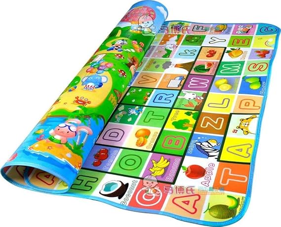 Egab Double Sided Water Proof Anti Skid Play and Crawling Mat for Babies (Multicolour and Design May Vary , 6 x 6.5 ft)