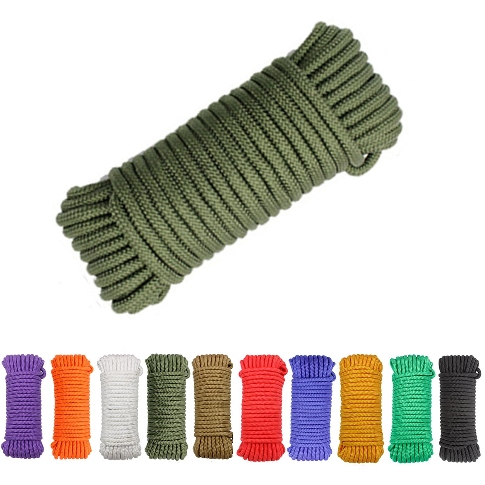 Avtytsda Nylon Rope Flag Pole Polypropylene Clothes Line Camping Utility Good for Tie Pull Swing Climb Knot All Purpose Flagline Rope 8mm x 20m (Dark green)
