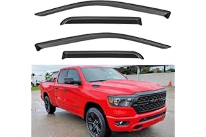 YQAUTEC Window Visors Rain Guards for 2019-2024 Dodge Ram 1500 Quad Cab (New Body Style), Wind Deflectors Vent Shades for 19-24 Ram 1500 (2 Full-Size Doors, 2 Half-Size Doors)