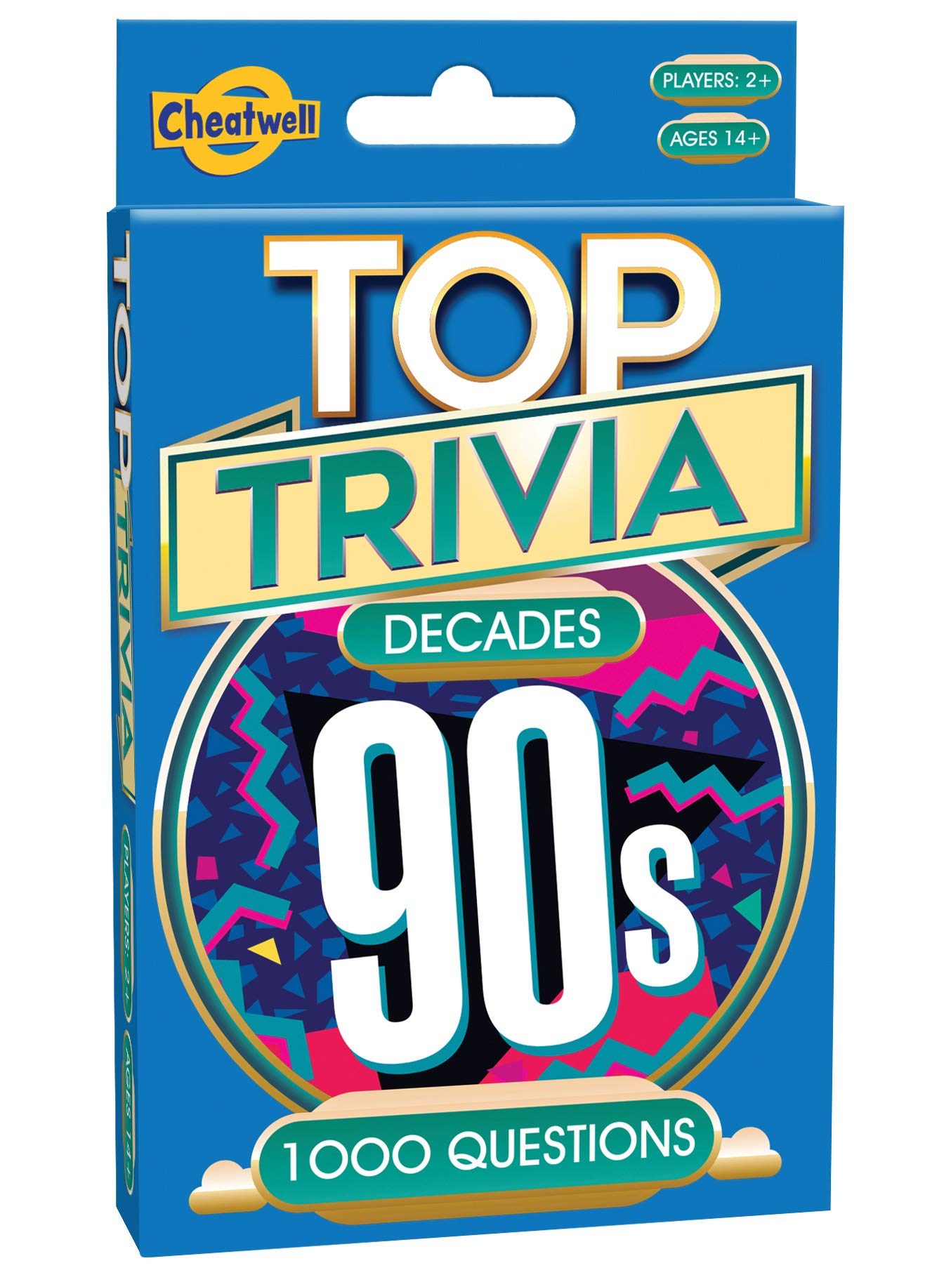 Cheatwell Games Top Trivia 1990's - A Decade of Trivia Travel Pack Card Game - 1000 Quiz Questions - For Ages 14 and up