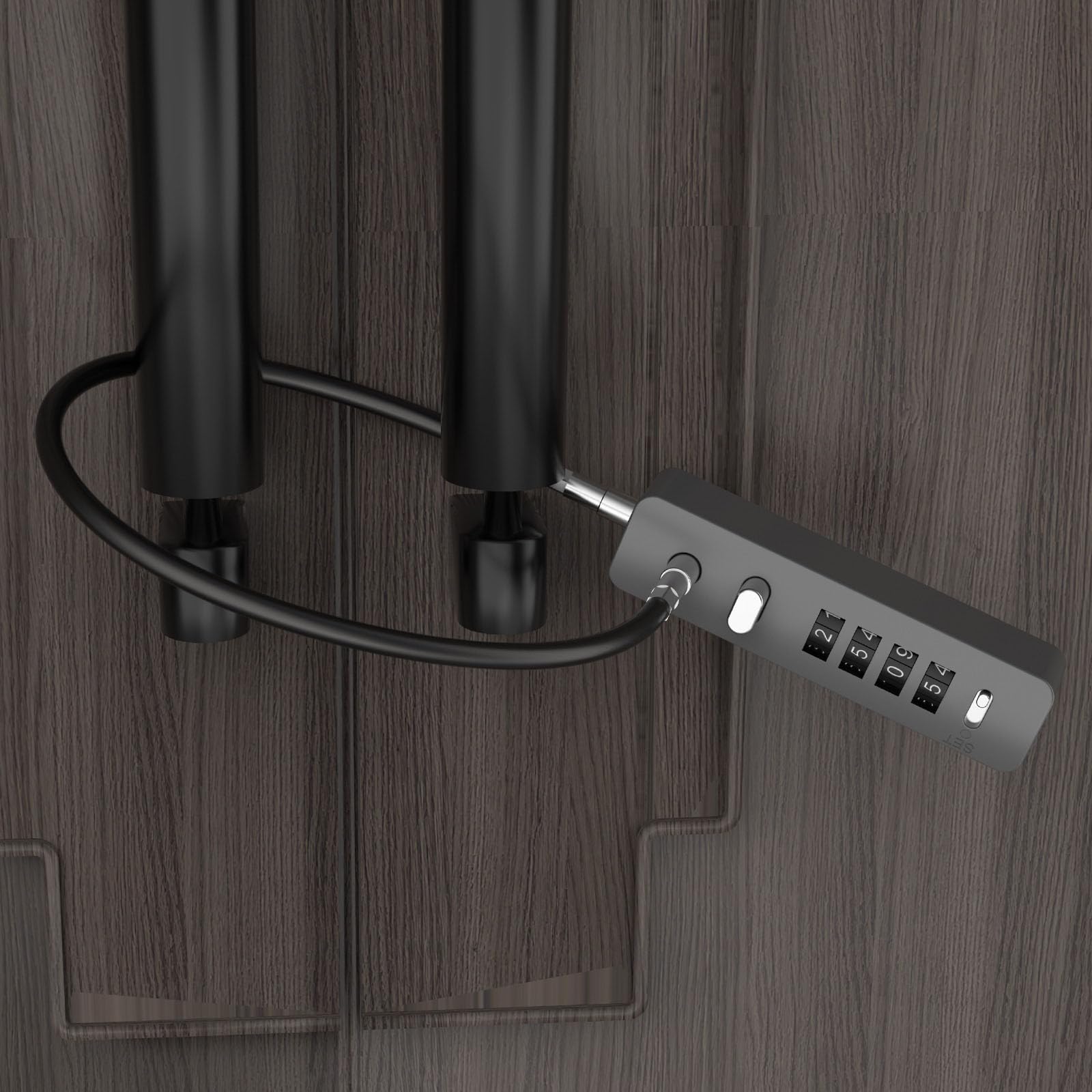 MeBantoo Cable Locks with Combination, 23.6" Steel Cable Rope Snowboard Lock with 4-Digit Combination, Adjustable Gate Locks for Outdoor Fence, Bike, Locker, Cabinet, Refrigerator (Gray - 1pc)