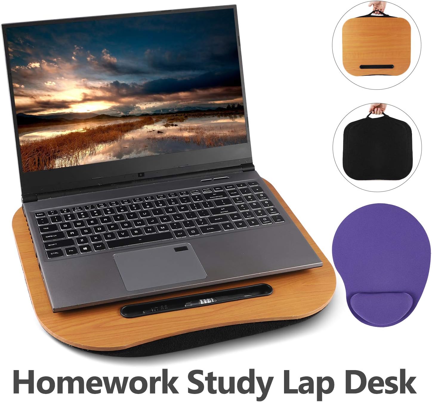 Home Office Laptop Lap Desk with Pillow Cushion, Gulymm