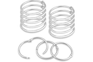 CooBigo 50 Pack Binder Ring, Metal Book Ring Paper Ring Holder 1-1/4-Inch Loose Leaf Binder Ring Clip for Index Card, Flash Card Ring, DMC Embroidery Floss Organizer, Keychain Key Ring - Silver