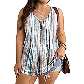 Yousify Womens Plus Size Tank Tops Floral Sleeveless Scoop Neck Tunic Shirts Summer Casual Loose T-Shirts Blouse