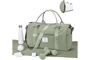 VGOCO Gym Bags for Women Men with Shoes Compartment,Sports Duffle Bags Personal item travel Duffel Tote Bag Small Carry on Weekender Overnight Bag Workout Dance Bags Hospital Holdalls Grey Green