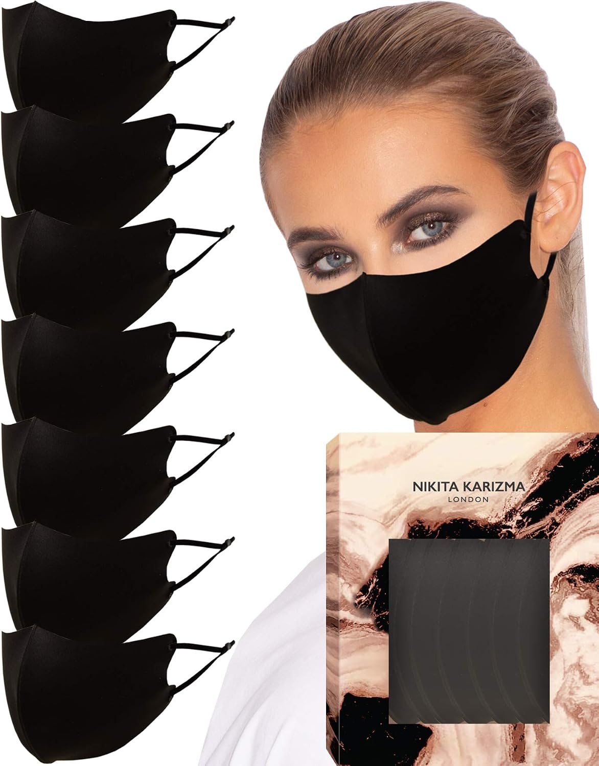 KARIZMA Face Wardrobe in Black Fabric Face Masks 6 Pieces Black Everyday Monday to Sunday, 7 count (Pack of 1)