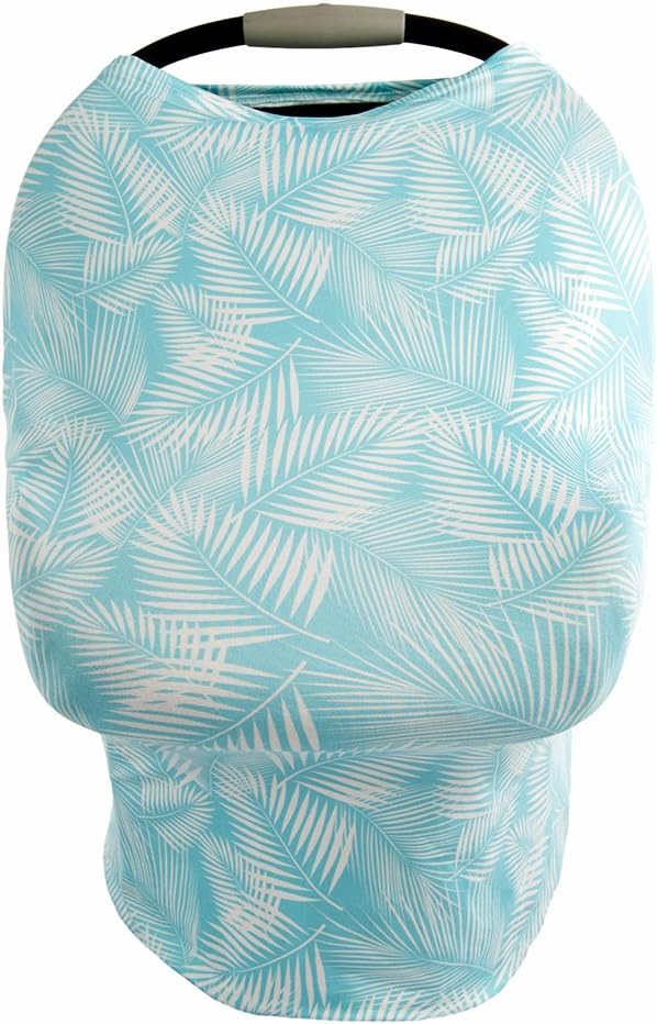 Baby Car Seat Canopy, Nursing Scarf, Breastfeeding Cover, Shopping Cart Cover and Stroller Sunshade by SimpleTots for Boys & Girls. Multi Use - The Perfect Baby Shower Gift for New Moms (Palm Trees)