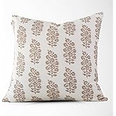 Tajik Home Millie Hand Drawn Floral Pillow Cover – 20x20, 100% Cotton, Hidden Zipper, Coastal Grandmillennial Decorative Throw Pillow