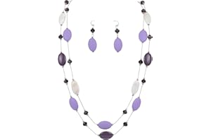 Firstmeet 2 Layer Statement red and Black Beads Long Necklace