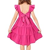 Arshiner Toddler Dress Little Girls Summer Cotton Backless High Low Hem Beach Casual Sundress with Pockets