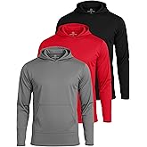Real Essentials 3 Pack: Men's Mesh Long Sleeve Athletic Pullover Hoodie Sweatshirt Pockets UPF 50+ (Available in Big & Tall)