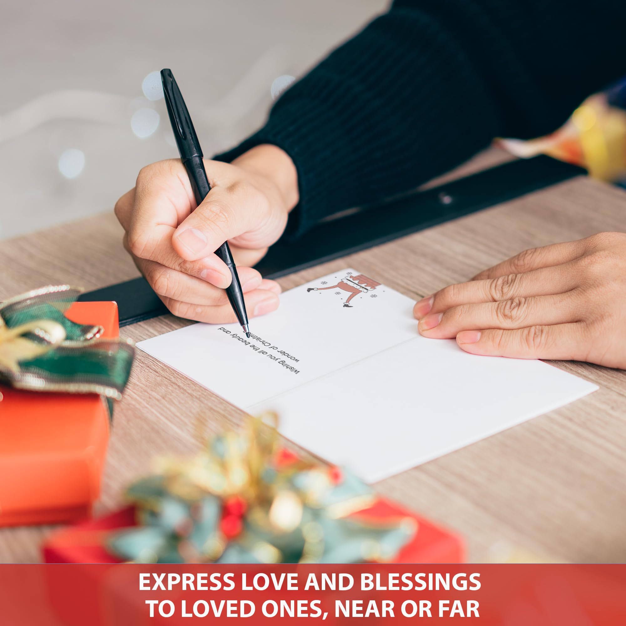 AUDREE Christmas Cards With Envelopes & Matching Stickers (20 Pack 4