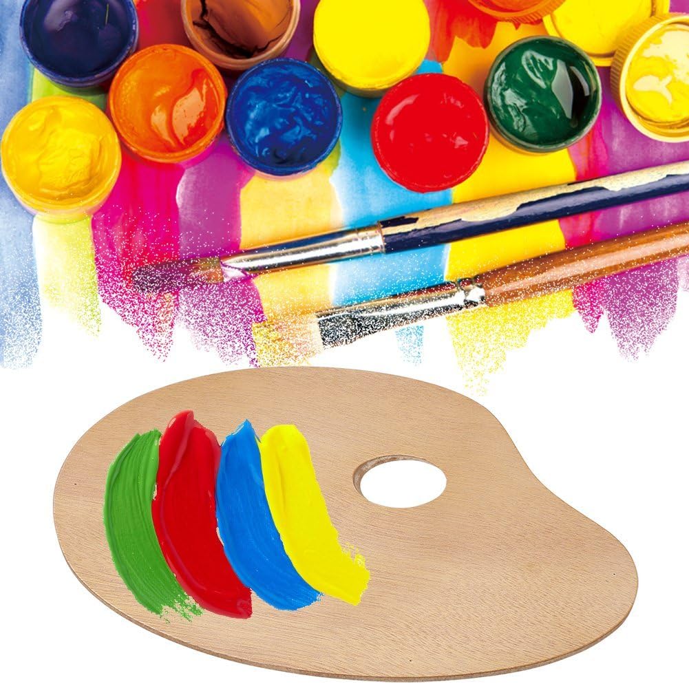 Wooden Painting Palette 20x30cm Large Oval Mixing Tray for Oil and Acrylic Paints Artists - Image 5
