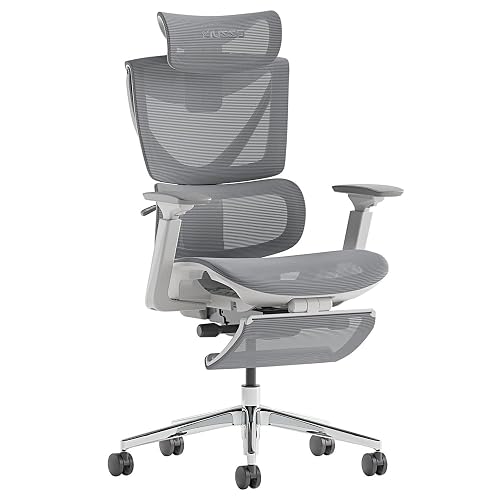MUSSO V900 Structure Master Ergonomic Office Chair With 3-Level Adjustable Backrest, Lumbar Support, 4D Armrest & Headrest, Retractable Footrest, Mesh High Back for Home/Office