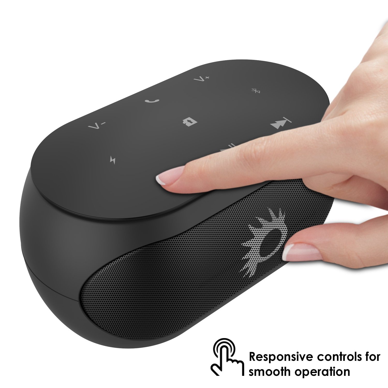 Punkcase Silencer Portable Bluetooth Speaker - Best Wireless Speaker with Loud Stereo Sound and Enhanced Bass for iPhone/Android/Computer/Phone/Laptop [Black]