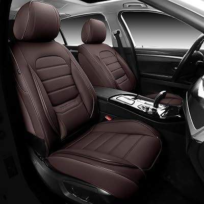 Brown waterproof faux leather car seat covers full set for 5 seats