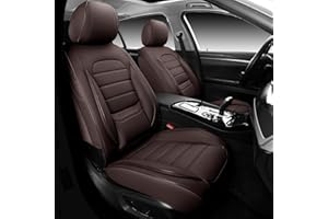 COVER EMPIRE Brown Car Seat Covers Full Set, Universal Faux Leather Seat Covers for Cars 5 Seats, Waterproof Leather Car Seat Covers, Comfortable Automotive Seat Covers for Most Sedans Trucks SUVs