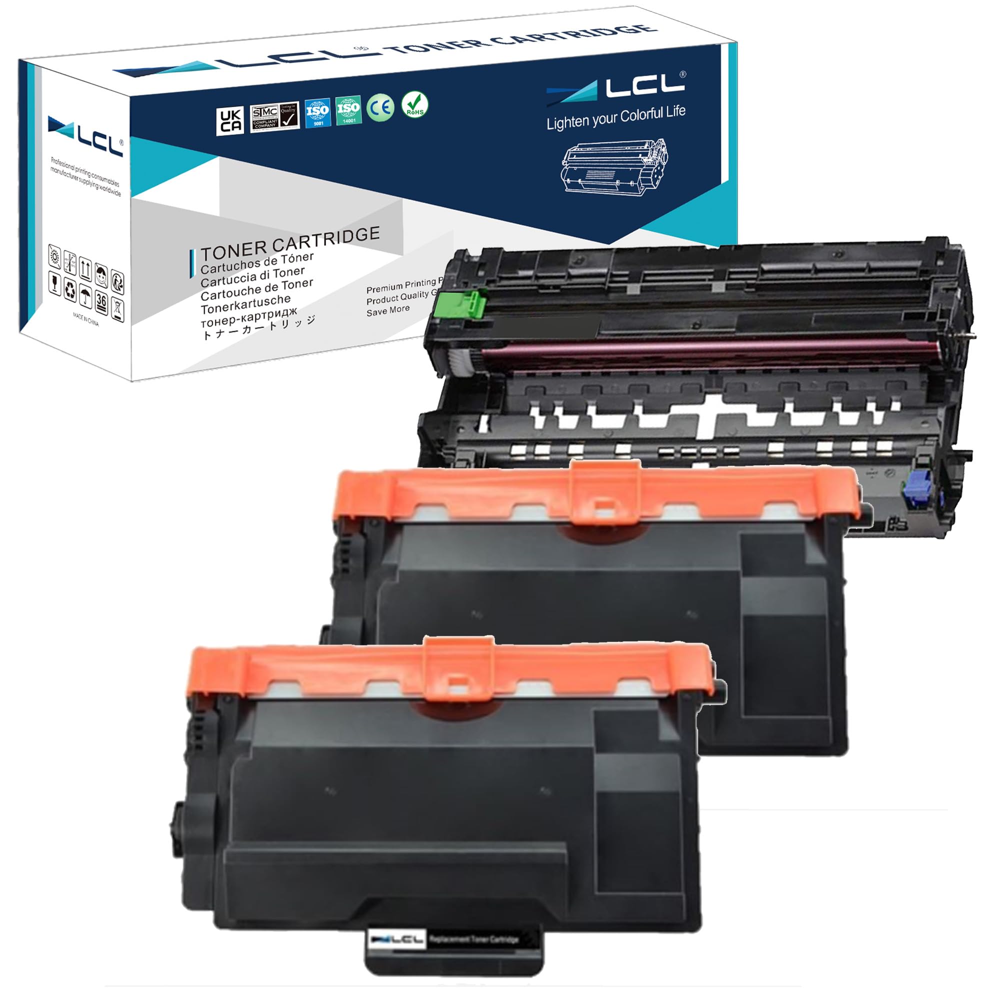 LCL Compatible Toner Cartridge TN3480 TN3430 TN-3480 TN-3430 8000 pages DR3400 DR-3400 Drum (3Pack 2 Black+1Drum) Replacement for Brother HL-L5000D HL-L5100DN HL-L5200DW HL-L5200DWT HL-L6200DW