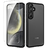 Ruky for Samsung S24 FE Case with Screen Protector, Black | [Not for S23 FE] Translucent Matte Shockproof Protective Slim Phone Case for Galaxy S24 FE, Black
