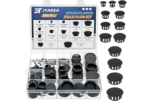 JTAREA Black Nylon Plastic Hole Plugs Assorted 13Sizes 1/4" 5/16" 3/8" 1/2" 5/8" 3/4" 7/8" 1" 1-1/8" 1-3/16" 1-1/4" 1-3/8" 1-1/2" Hole Plug Cover Kit for Furniture Cabinet